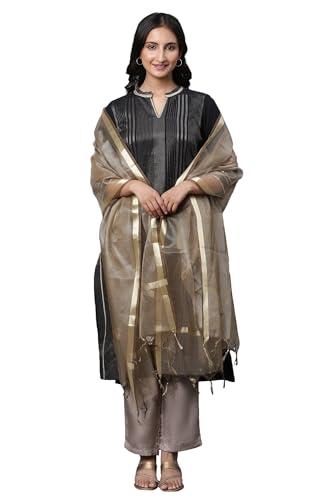 aurelia women antique gold geometric yarn dyed banarasi dupatta