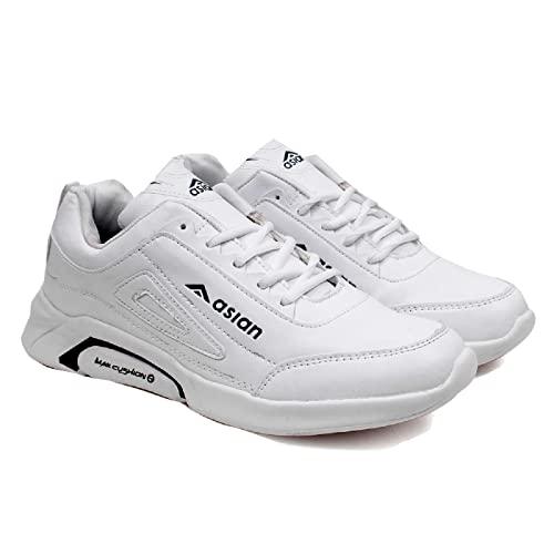 asian waterproof-05 sports shoes with extra cushion lightweight lace-up casual sneaker shoes for men & boys, white