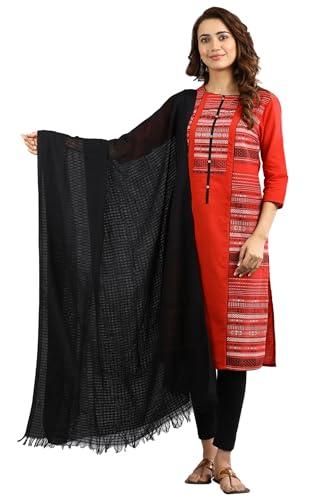 aurelia women's solid cotton dupatta (19cra80006-700260_black_fs_black_fs)