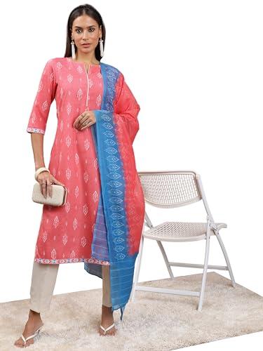 ketch women's polyester kurta set (khk3001077_pink