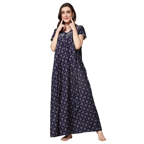 sweet dreams women blue aztec print short sleeves maxi nightdress