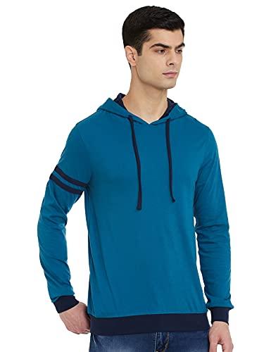 amazon brand - symbol men's cotton hooded neck t-shirt (aw20symtee41_fog teal_m)