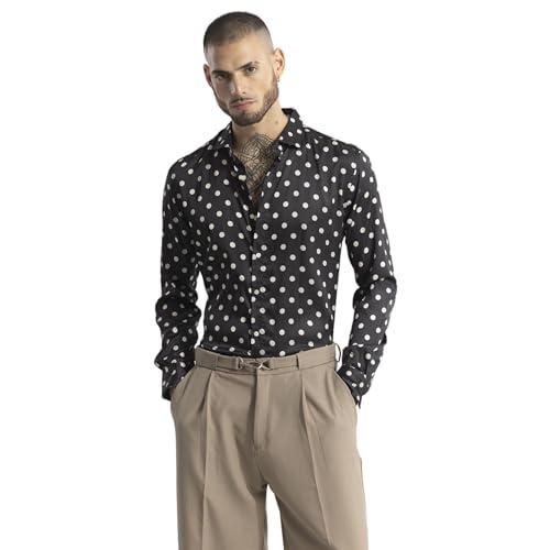 snitch black polka-dot nylon shirt