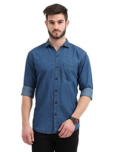 miraan men's casual light-blue denim shirt (siglightdenimxxxl_lightblue_xxx-large)