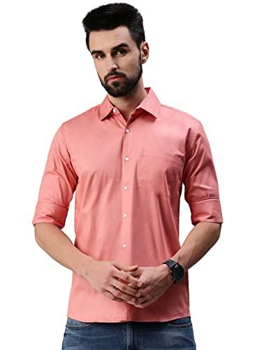 peppyzone men's regular fit casual shirt (m, dusty pink)