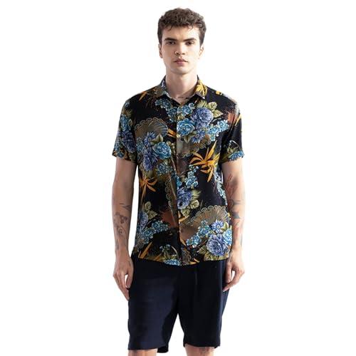 snitch floral black viscose shirt