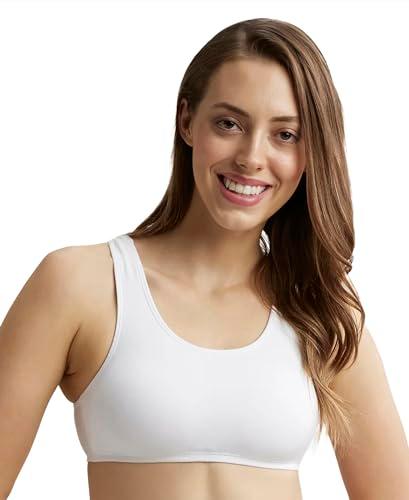 jockey 1582 women's super combed cotton elastane stretch slip on crop top with stay fresh treatment_white_m