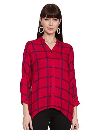 park avenue women women's straight shirt (pwsb01792-r7_red m)