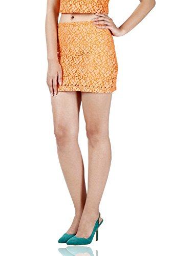 miss chase women's orange floral print mini skirts