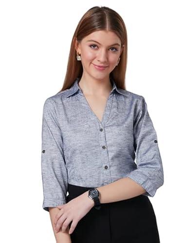 style quotient women grey smart formal shirt