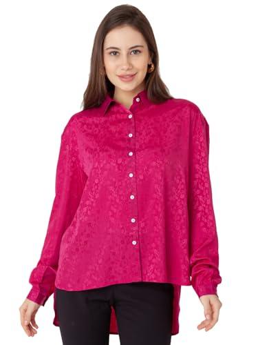 zink london women's pink jacquard regular shirt