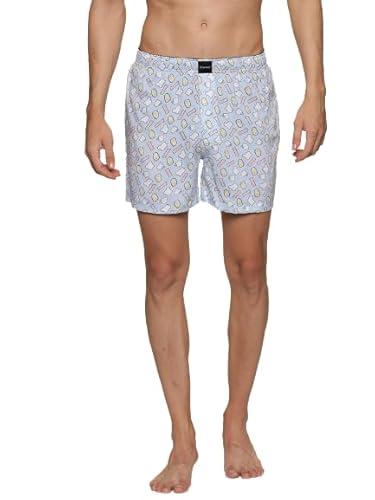 don vino men's printed cotton regular boxer shorts blue