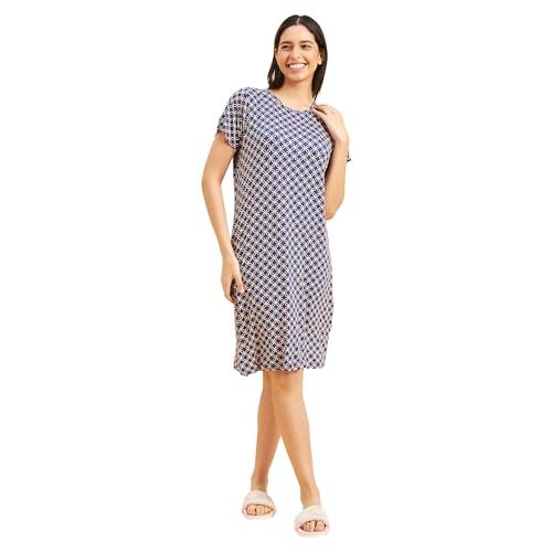 sweet dreams women's cotton all over print above the knee casual nightgown (2296gw_night navy_s)