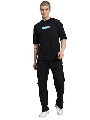 griffel men 404 logo black t-shirt and trackpant set (l)