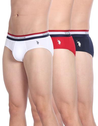 u.s. polo assn. men's cotton classic briefs (pack of 3) (eb002_navy | red | white