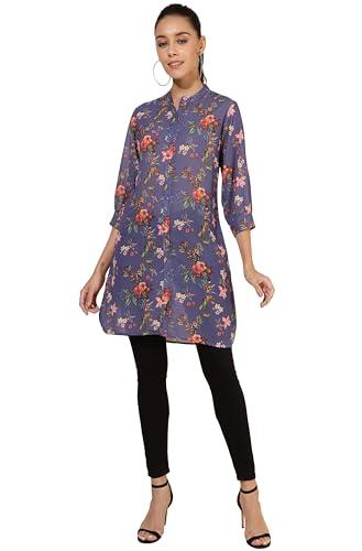 janasya women's violet georgette floral printed regular tunic(jne4327-tu-m)