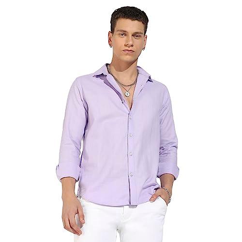 campus sutra men's regular fit shirt (cbcs22_csmssrt5713_lavender l)