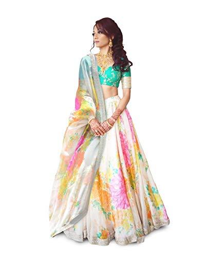 zeel clothing women's organza semi stitched lehenga choli (wedding cream_free size)