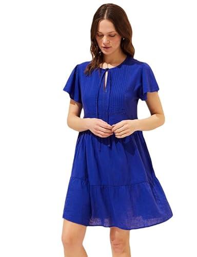 marks & spencer women's linen blend swing mini dress (t526809electric blue_electric