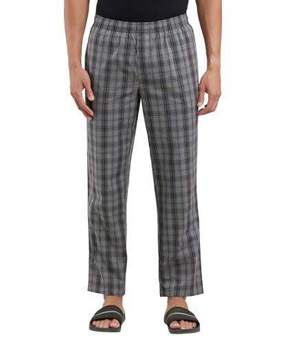 jockey 9009 men's super combed cotton satin weave fabric regular fit checkered pyjama with side pockets_quiet shade_l