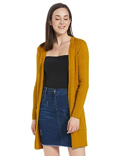 w for woman women's synthetic cardigan (19now40045-212690_mustard_ws (small))