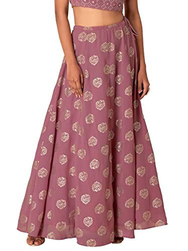 indya georgette pink foil boota lehenga skirt