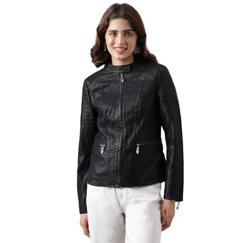 latin quarters women's black solid straight jacket-xl