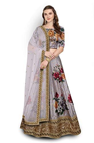 zeel clothing women's faux silk semi stitched lehenga choli (7019-grey_grey_free size)