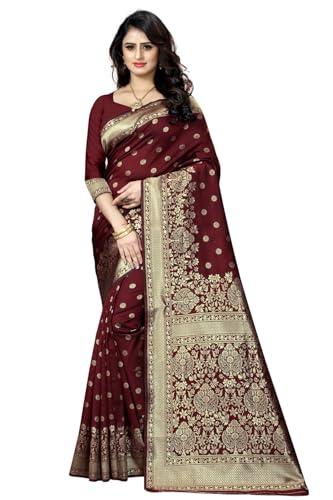 sugathari women's banarasi saree pure kanjivaram silk saree soft new ladies 2023 design wear pattu sarees latest cotton party sari collections with blouse piece for wedding sadi (sam pari-100 maroon)