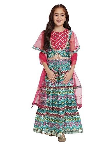 readiprint fashions straight style art silk fabric green color lehenga choli (5-6y)