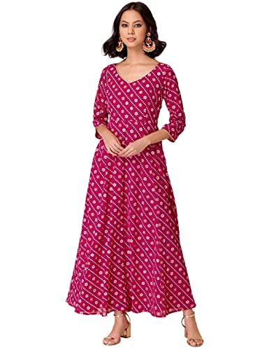 indya women's georgette regular kurta (itn04345_pink_s)