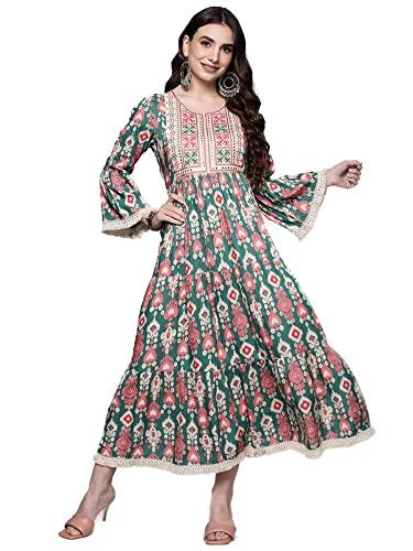 indo era women's a-line floral viscose rayon ethnic dresses for women (multi_23prn8804_medium) multicolour