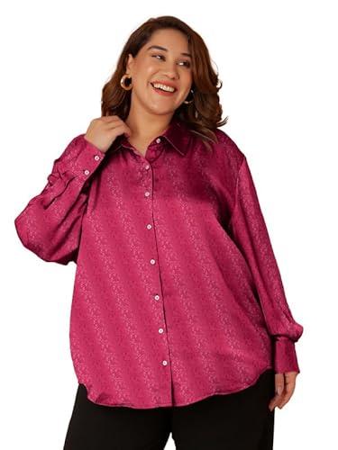 zink curve women's fuschia self design buttoned shirt