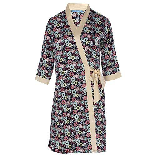 sweet dreams womens printed night dress with robe (blue_x-large)