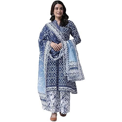 hangup women's regular chanderi dupatta, only dupatta, free size (blue)