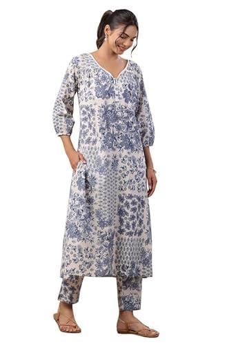 janasya women's off white cotton tropical regular kurta set (jaa24st00264-3xl)