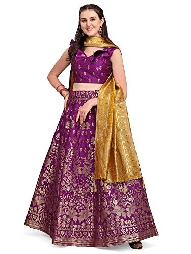 purvaja women's silk blend lehenga choli (morni-wine free size)