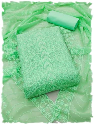 pandadi saree women's heavy georgette embroidery work unstitched dress material