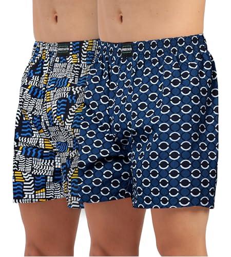 freecultr men's coolvent printed innerwear cotton boxers | regular fit | lounge-sleep | breathable (pack of 2) - ring blue,bits marine size - 2xl