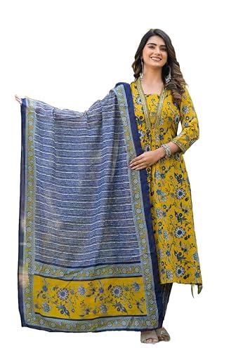 klosia women block printed anarkali kurta and pant set with dupatta |kurta set for women |kurta set with dupatta for women | suit set | embroidery | ethnic set | printed kurta set | (xx-large)