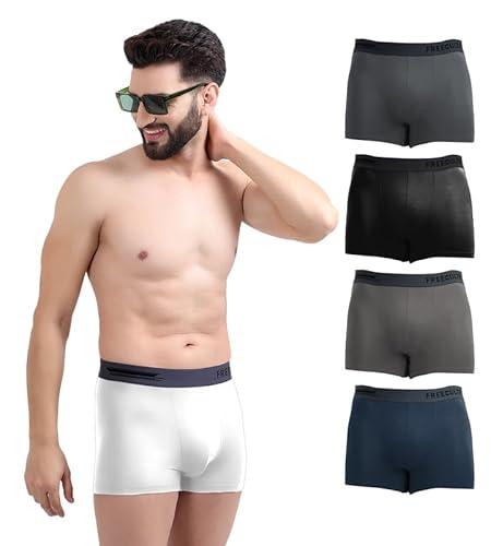 freecultr men's underwear anti bacterial micromodal airsoft trunk - non itch no chaffing sweat proof - ash grey,cloud white,prussian blue,pot black,smoke grey size l pack 5