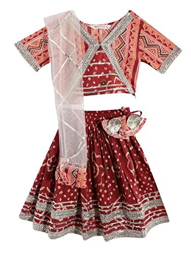 readiprint fashions straight style cotton fabric maroon color lehenga choli with dupatta-(0-1y)