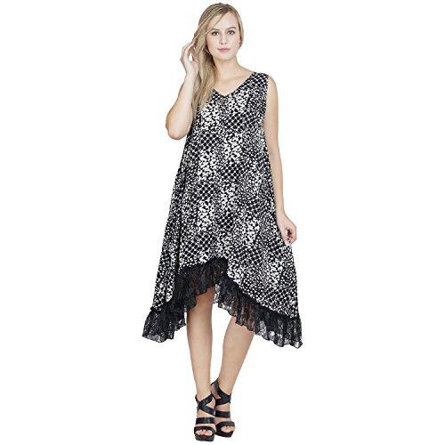 patrorna women's kimono midi dress (pt10a050_black print_3xl)