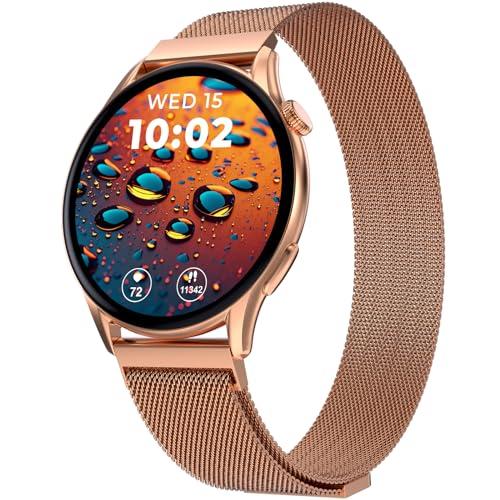 beatxp evoke 1.43” super retina amoled display bluetooth calling smart watch, 466 * 466px, 1000 nits, 60hz refresh rate, 100+ sports modes (rose gold)