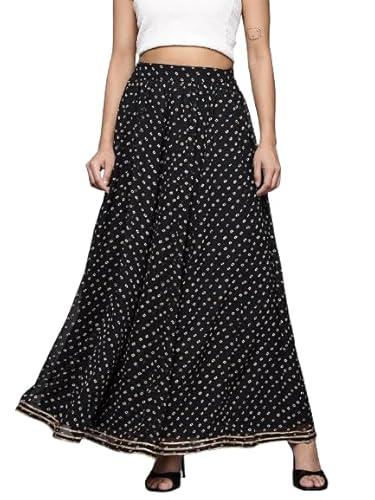 varanga women black bandhani printed gota embellished skirt