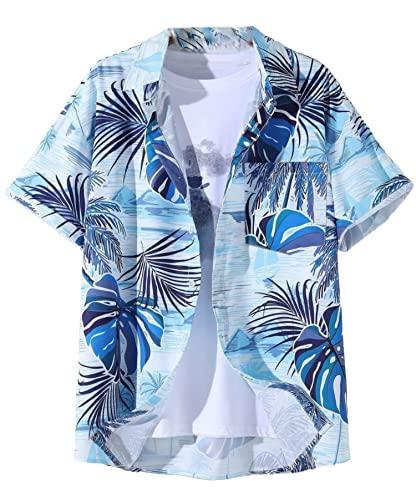 leriya fashion shirt for men || rayon tropical printed shirts for men || summer wear shirt for men || perfect for outing gift for men (large, blue) lf-ms-6090