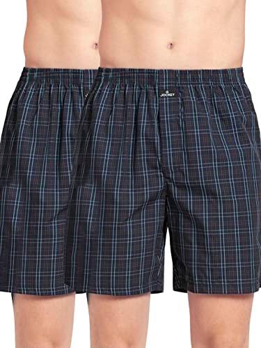 jockey 1223 men's super combed mercerized cotton woven checkered boxer shorts with side pocket (pack of 2)_multi colour check01_l