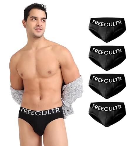 freecultr men's underwear organic cotton (ultrasoft waistband) premium snug-fit brief - size xl pack of 5-black,black,black,black,black