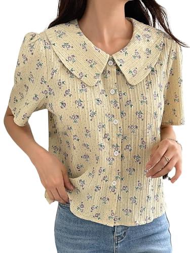 greciilooks women's floral regular fit top (gl-w1896_yellow s)