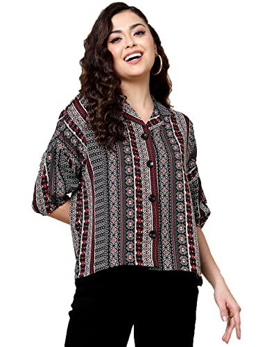 j turritopsis women's rayon printed oversized shirt top black (234-04-m_o)